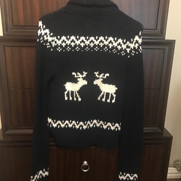 ABERCROMBIE & FITCH wool deer navy short cardigan - Picture 2 of 6